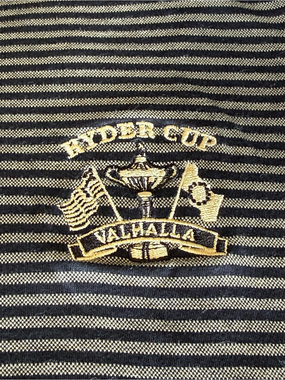 Vintage Bobby Jones Ryder Cup Black & Gray Striped Polo 2008 Ryder Cup Crest - Picture 3 of 6